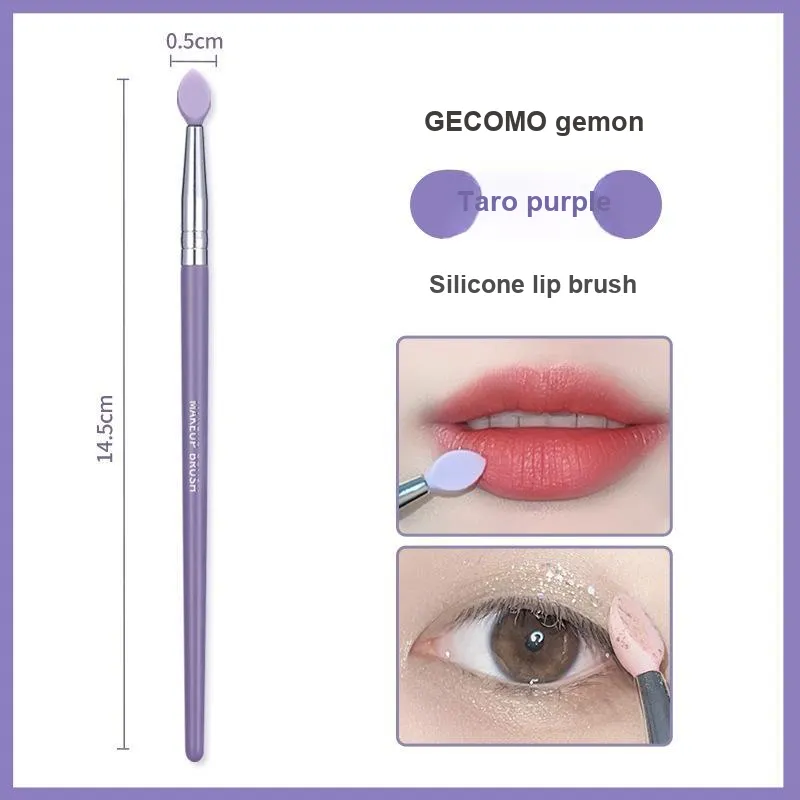 GECOMO Silicone Lip Brush With Flat Toe, Lip Mask Brush+Oil Absorbing Paper, Built in Mirror Powder Puff, Makeup Tool-3