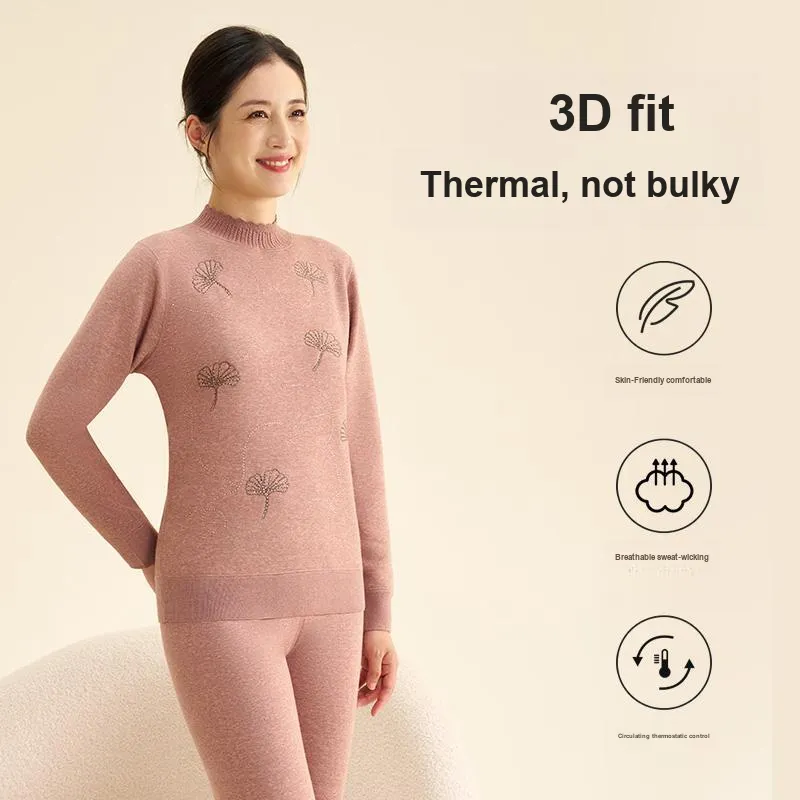 Cotton Gene Thermal Set Women's Light Coffee-1