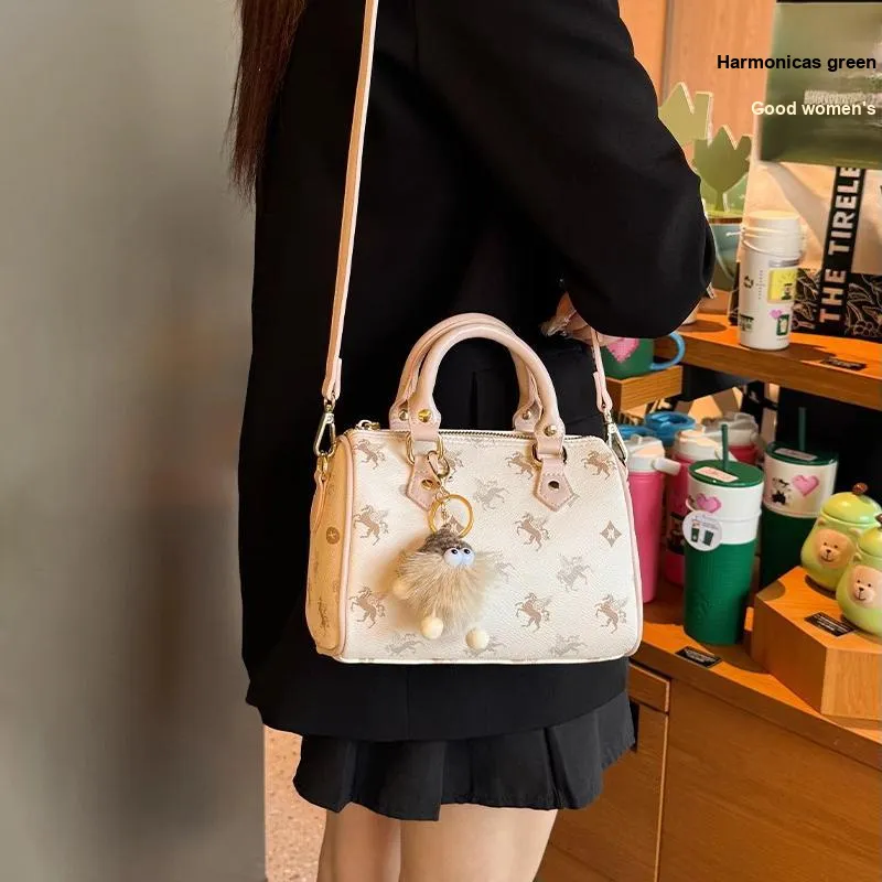 PESASRIE PU One Shoulder Handbag Women's Peach Pink-6