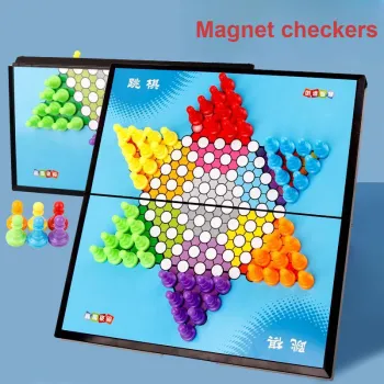 CHENGGONG Magnet Chinese Checkers Foldable Board Game With Magnetic Chess Pieces, Portable And Educational Board Games