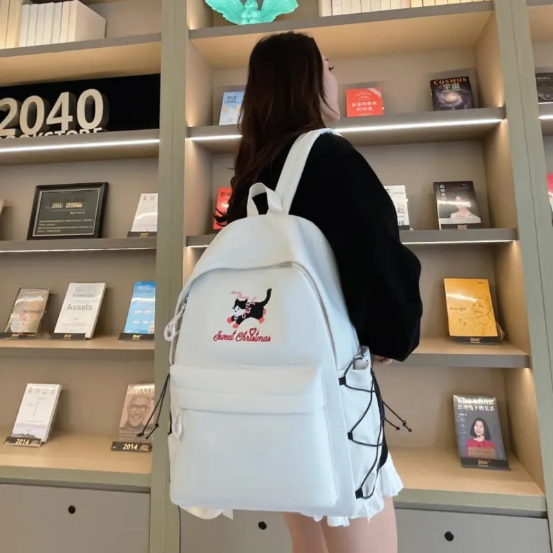 AIBAG Canvas Backpack Unisex White/Grey/Black/Orange-5