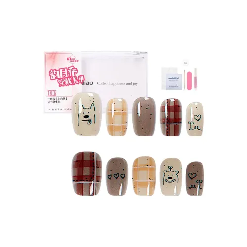 Yun Yue Joe Британский Щенок Ручная Рисованная Линия Кошачий глаз Фальшивая Погоня Осветляющий Короткий Ногтик Клетчатый Мультяшный Короткий Лестница 15 мм