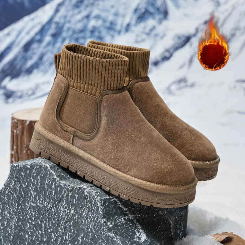 EBLAN Warm Ankle Length Snow Boots Women's Khaki-3