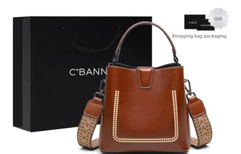 C°BANNER Split Cow Leather With Synthetic Leather Bucket Bag Handbag Regular Women's Vintage Brown