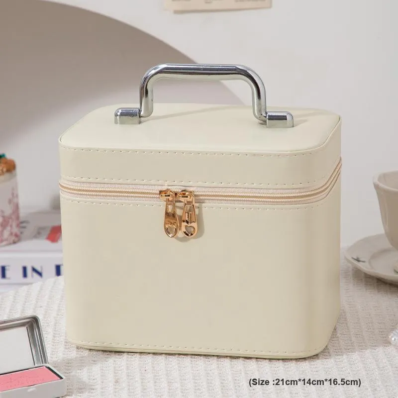 Gentle Welcome Cream Solid Color, Minimalist Style, Large Capacity Makeup Bags-10