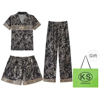 Kosrood Pajama Set Women's Three-Piece Set Tiffany Green Lin