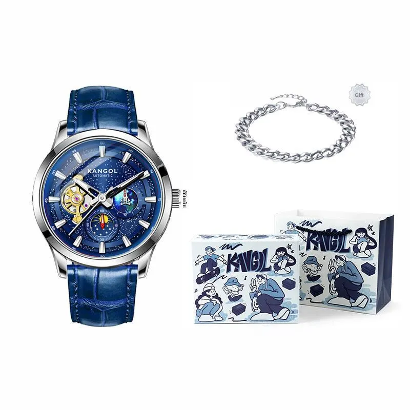 KANGOL Galaxy Xingji Automatic Mechanical Movement Watch Men's Watches Black Dial-30