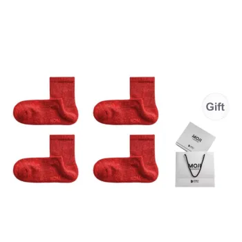 MOJICUSHERCO Socks Gift Box Men's 4 Pack Festive Red