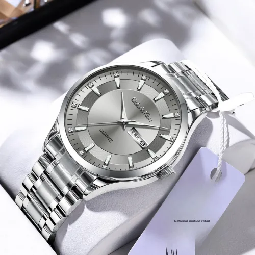 CALORIC KIEN Кварцевый механизм ремешок из нержавеющей стали мужские часы серый циферблат