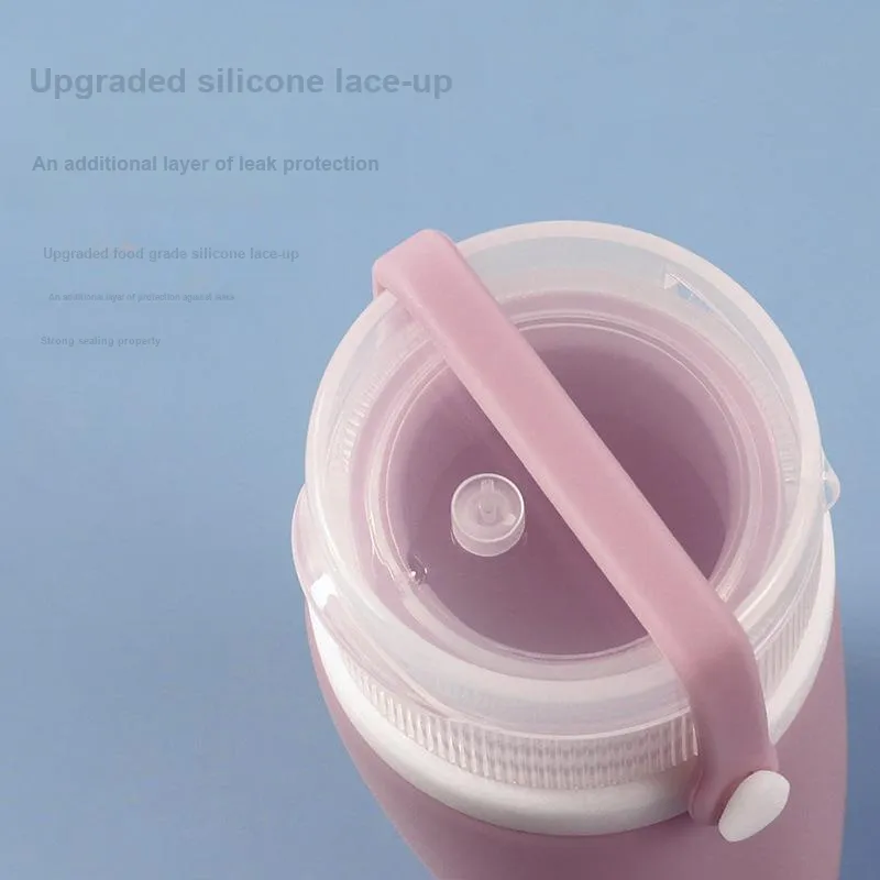 JINGLINGLONG Plane Silicone Lace Up Travel Bag Set For Cosmetics Shampoo Shower Gel And Lotion With Small Empty Bottles-4