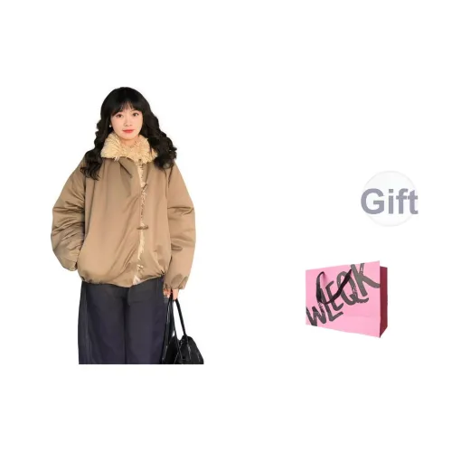 WLEQK Серый Коричневый Оливковый Женские Пуховики