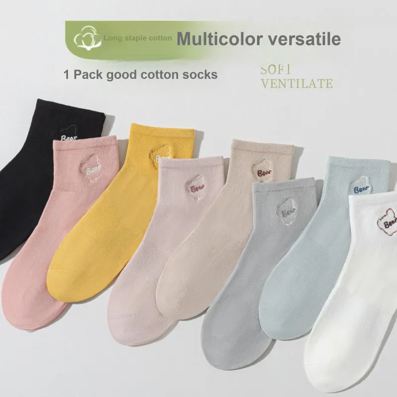 XXLLG Spring And Fall Mid Calf Socks Women's 4 Pack-2