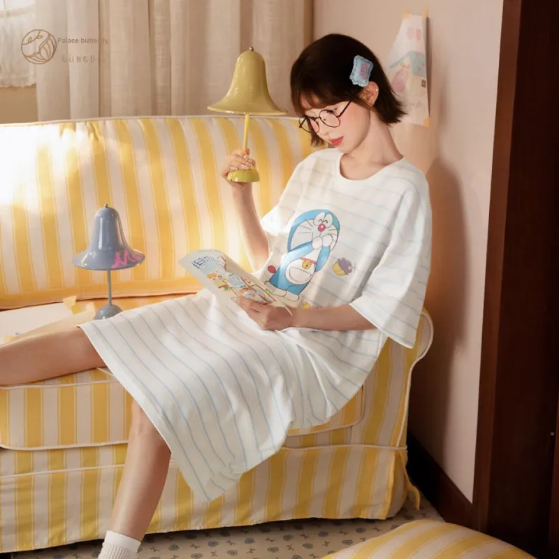 Gongdie x Doraemon/A, Nightgown Women's Gift Box Set White-6