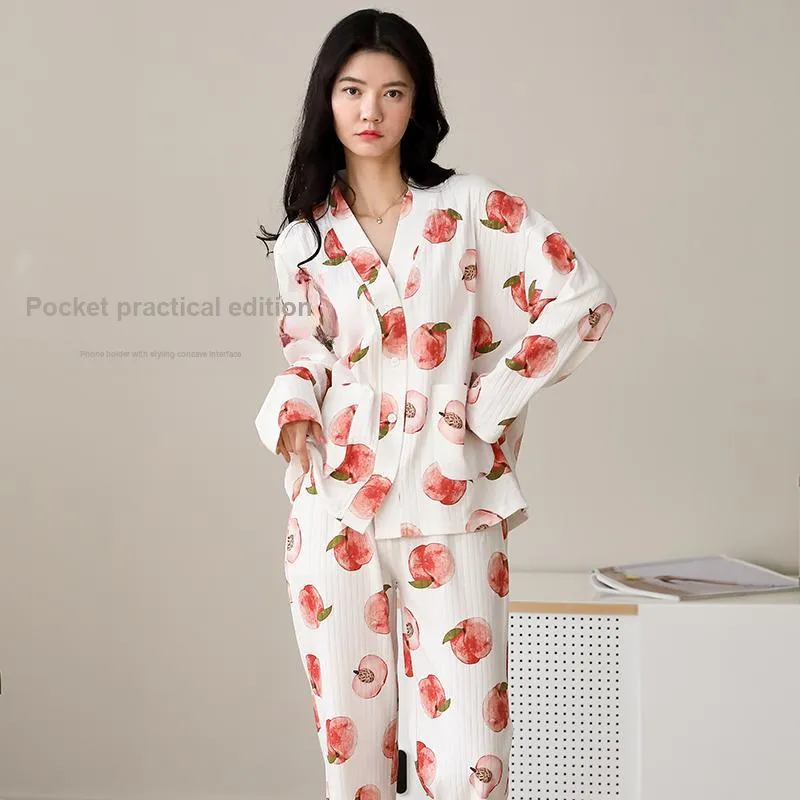 ZAO FU NIAO Pajama Set Women's Honey Peach-2