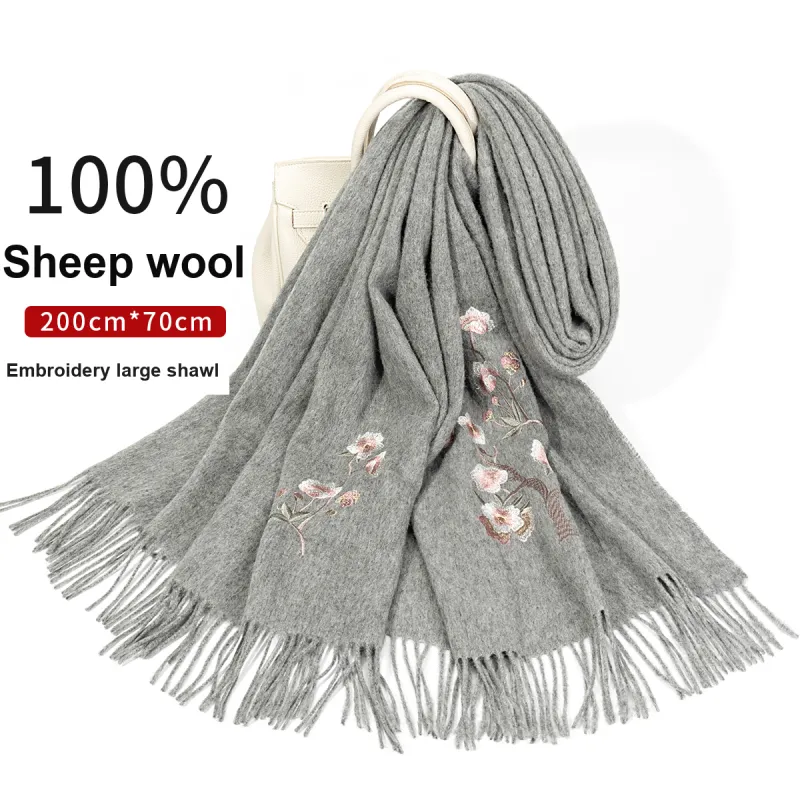 Shanghai Story Sheep Wool Knit Scarves Women's 3 Colors Available For Selection-7