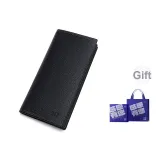 [Gratitude Box for Dad]Black Genuine Leather Long Wallet