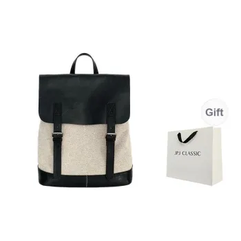 JPJ Cotton Linen Blend With Cow Leather Backpack Women's Multicolor