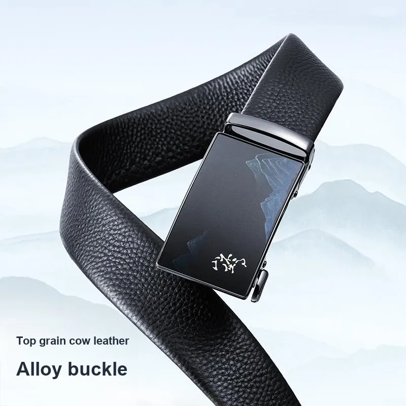 HLA Top Grain Cow Leather Belts Men's Width 3.5cm-1