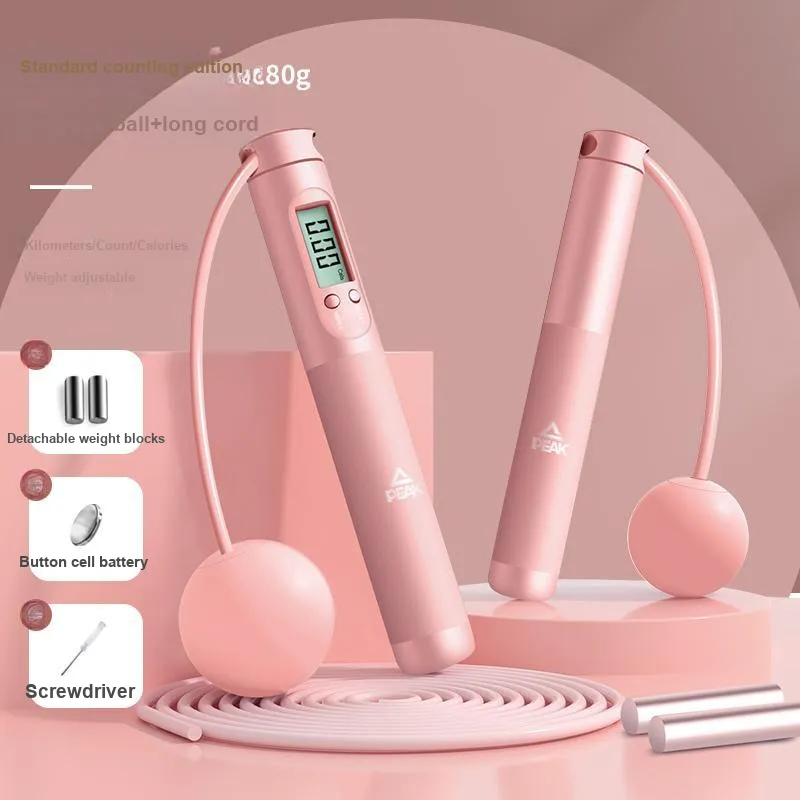 PEAK Aerobic Fat Reduction Smart Counting Jump Ropes Adults PVC+Steel Wire Rope, Silicone+TPE Controller Approx. 3.18m-5