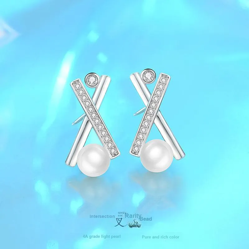 Andaozi Pearl Stud Earrings Women's-1