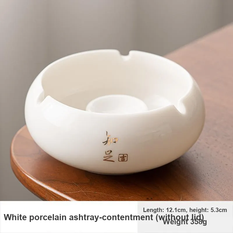 KERPA Chinese Style Modern Luxury Premium White Porcelain Ashtray With Lid To Prevent Flying Ash-9