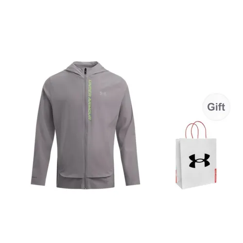 Under Armour Windbreaker Jacket Unisex Light Gray Shopping Bag Included