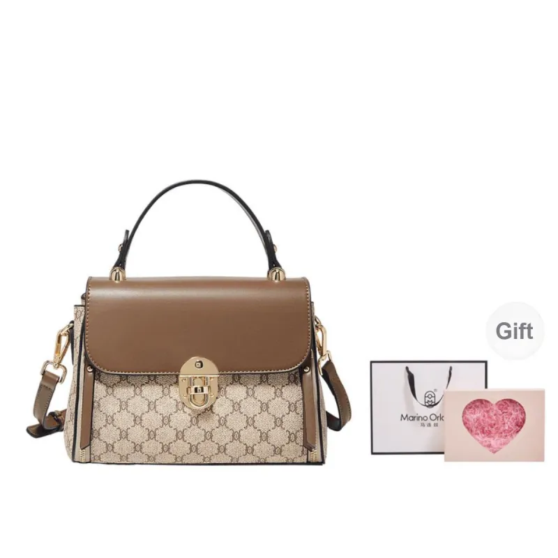 Marino Orlandi Synthetic Leather Kelly Bag Shoulder Bag Crossbody Bag Handbag Large Size Women's Coffee-30