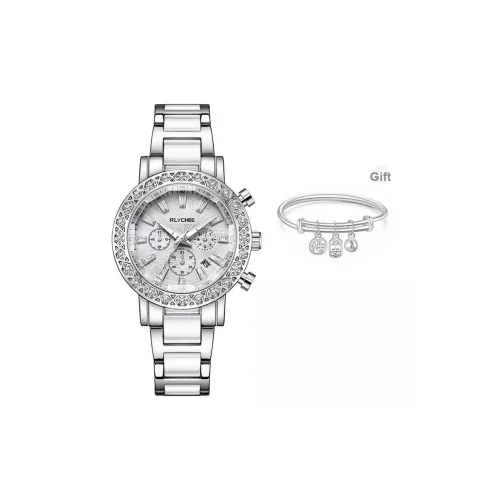 Rlychee Кварцевый механизм стальной ремешок женские часы белый циферблат