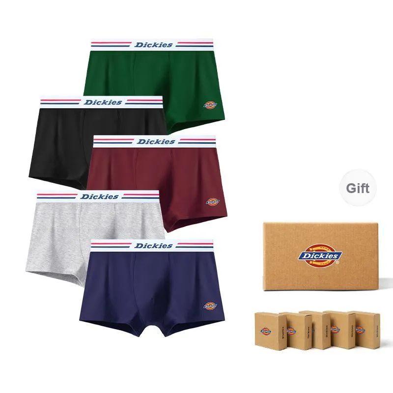 Dickies Underpants Men's Seamless Print LOGO Breathable Skin Friendly Sports Square Panty Gift Box Combo Set-43