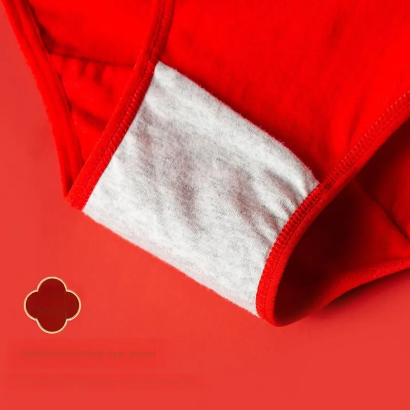 H YXIANG Underpants Women's 3 Pack Good Luck Red-3