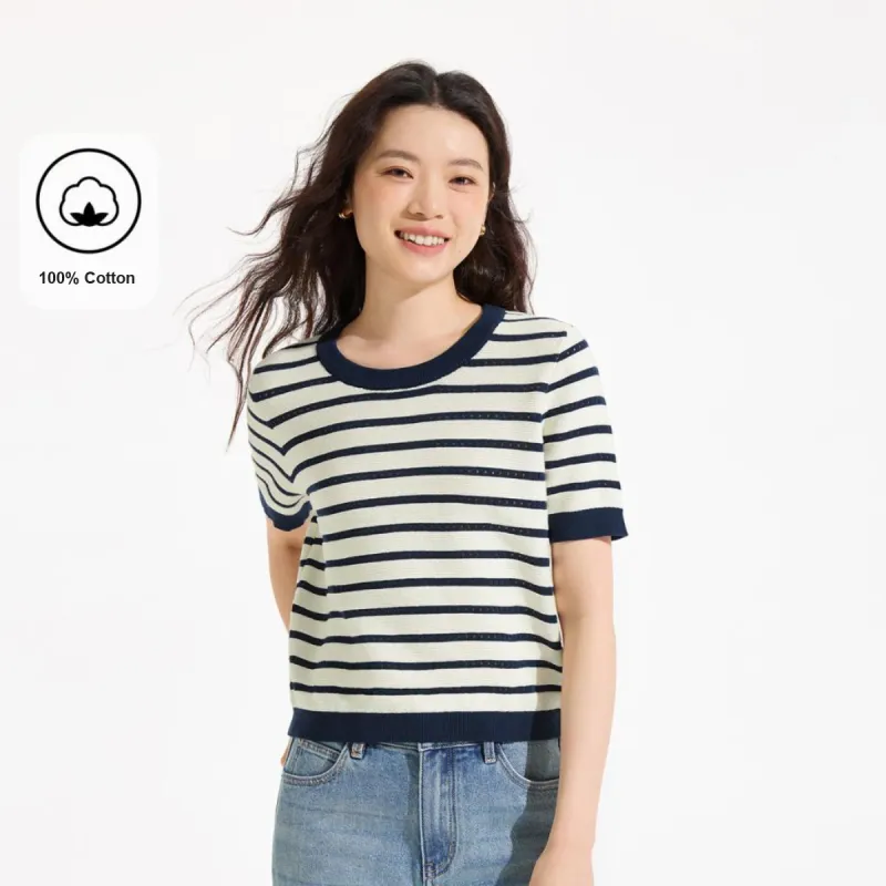 Hotwind Knitwear Women's Blue Stripes Pattern-2