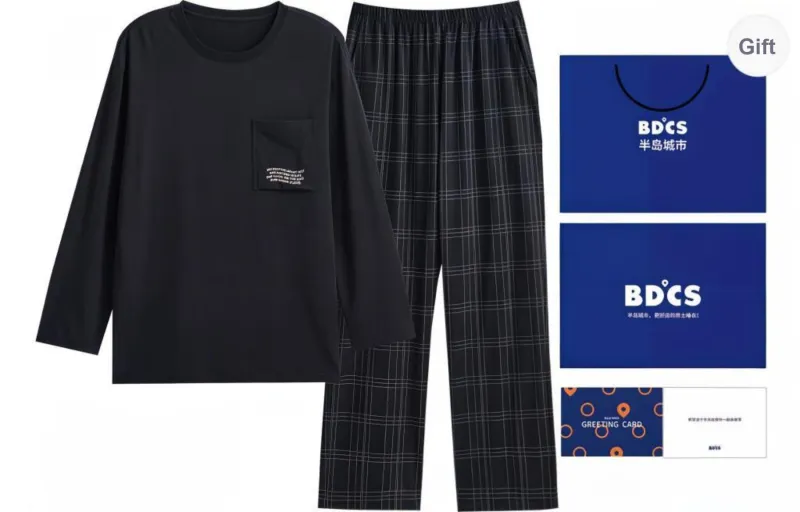Peninsula City Pajama Set Men's Checkerboard Sleep Aid Black-0
