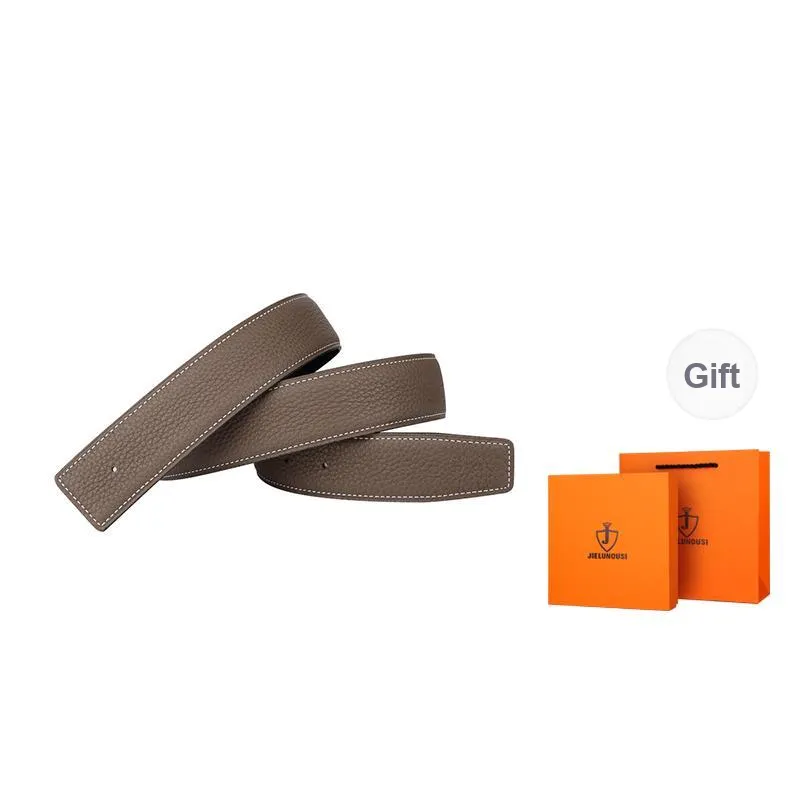 Jaylen Oos Headless H Buckle Smooth Buckle Unique Design Double Sided Top Grain Cow Leather Leather Belts Men's-38