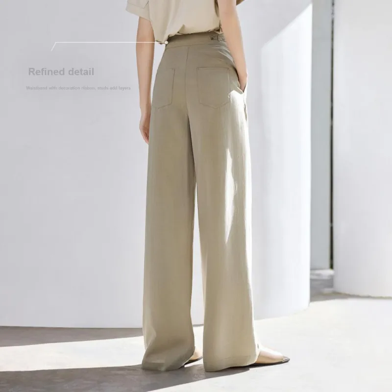 IHIMI Casual Pants Women's Linen Brown-3