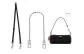 [Silver]Black Adjustable Crossbody Shoulder Strap+Decorative Chain