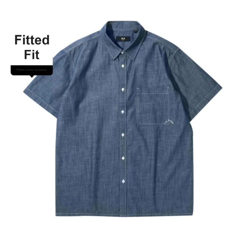 HLA Shirts Men Denim Blue 46-6