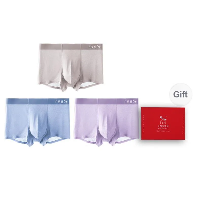 RED DRAGONFLY Ice Silk Underpants Seamless Skin Friendly Comfortable Men's Gift Box Combination-13