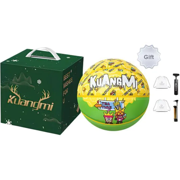 Kuangmi x MK MONKEY KING Microfiber Leather Basketball Yellow Green Size 7 Ball Training Unisex-10
