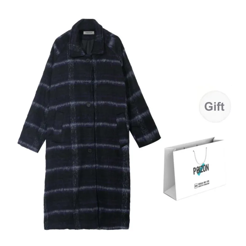 TORIGHT Coats Women's Black Purple Plaid-3