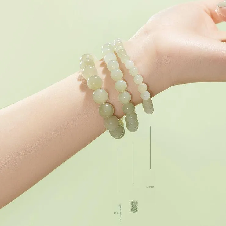 ZEGL Hetian Jade Bracelets Women's Pale Greenish White Jade-9