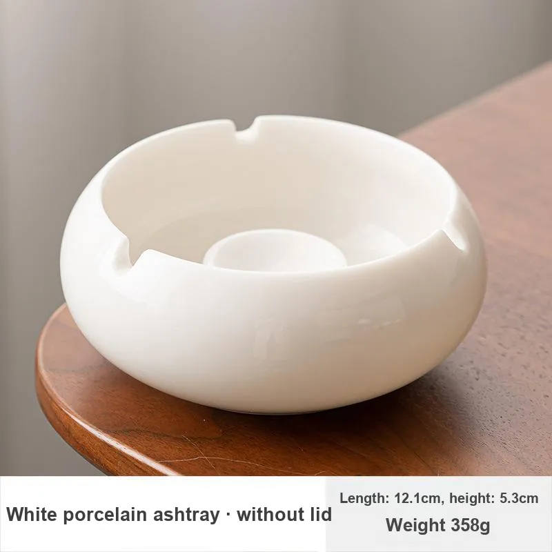 KERPA Chinese Style Modern Luxury Premium White Porcelain Ashtray With Lid To Prevent Flying Ash-17
