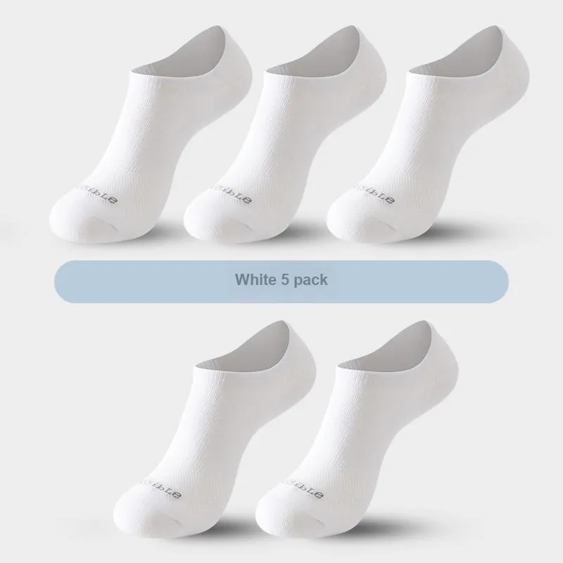 INVISIBLE No-Show Socks Unisex 5 Pack White-1