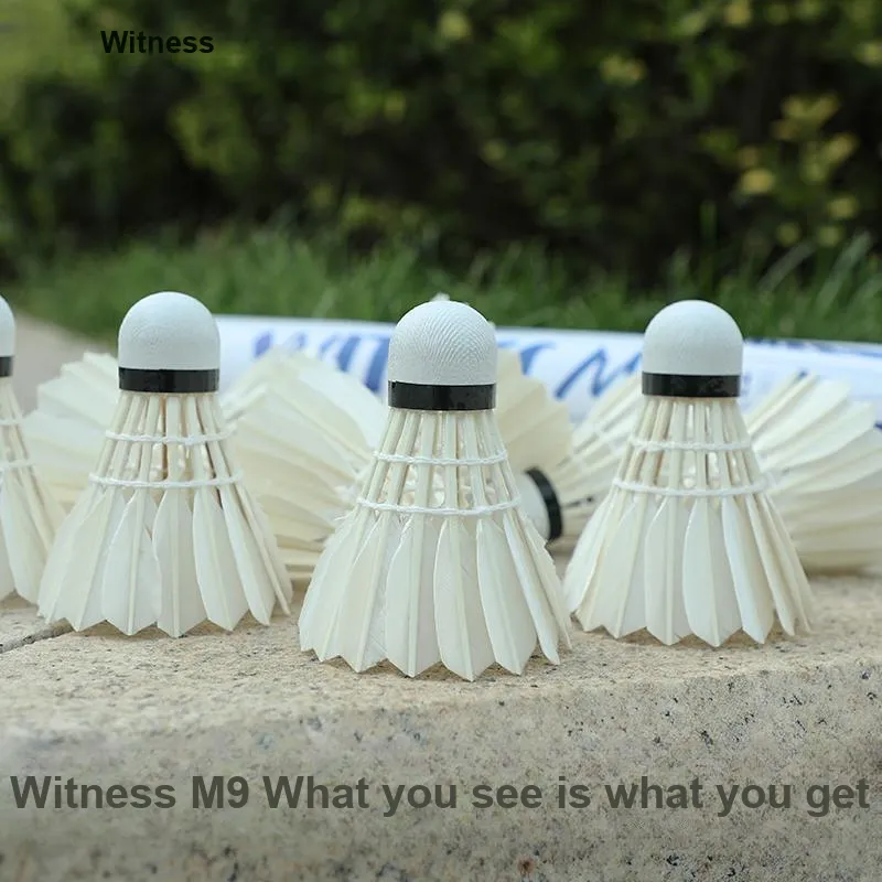WITESS M9 12 Pack Duck Feather Big Board Duck Feather Training Competition Level Shuttlecocks-2