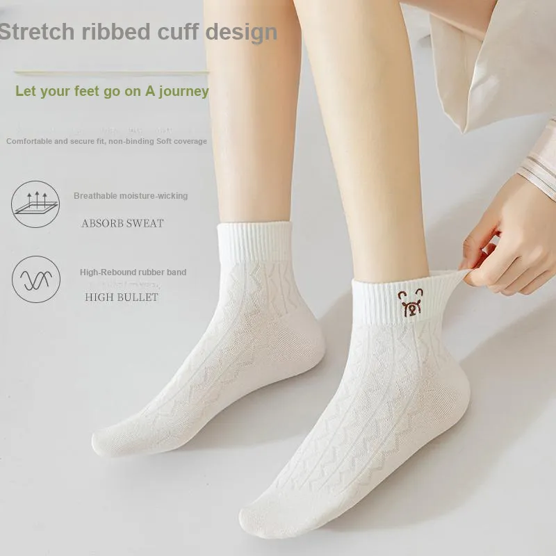 MIIOW Mid Calf Socks Women's 5 Pack-27