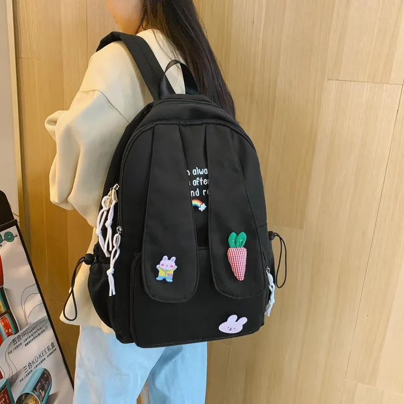 Yalu Nylon Backpack Women's Ecru/Black/Pink-11