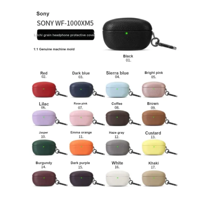 NUOQIXIN Compatibility SONY WF 1000XM5 Litchi Grain Fabric+PC Litchi Grain Impact Resistant Headphone Cases-15