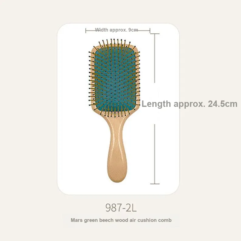 XIBI High End Air Cushion Comb Oval Smooth Commute With Travel Bag Beech Wood Massage Head-1