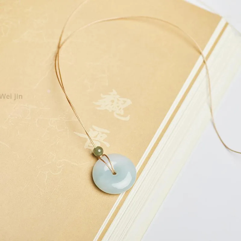 Long Fu Glutinous Jade Jadeite Necklace With Chinese Style Pendant Unisex-2