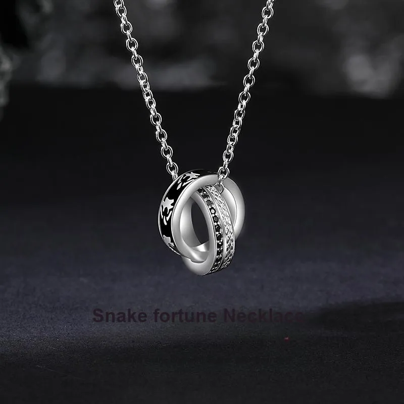 Hurry That Year S925 Silver Black Zircon Necklaces Men's-1
