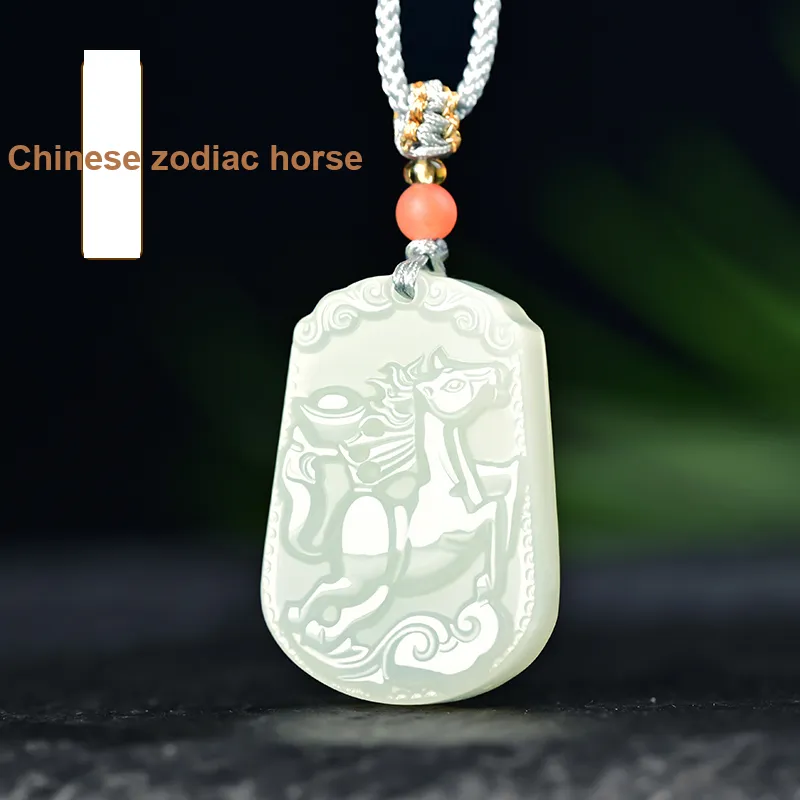 KUNYUYAO Hetian Jade Pendants Pale Greenish White Jade Unisex-38